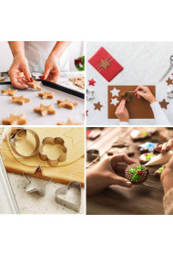 0827 Cookie Cutter Stainless Steel Cookie Cutter with Shape Heart Round Star and Flower (4 Pieces)