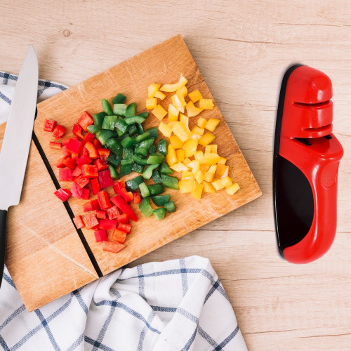 3Stage Knife Sharpening Tool for Kitchen (transparent plastic box)