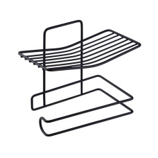 Iron Black Coated Self Adhesive Wall Mounted Tissue / Toilet Paper Holder