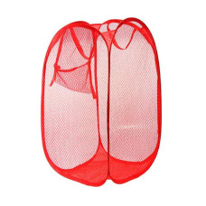 Laundry Hamper Mesh Fabric For Ventilation Foldable Storage Pop Up Clothes Basket