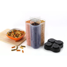Plastic Lock Food Storage 4 Section Container Jar for Grocery, Fridge Container.