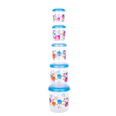 Plastic Transparent Container Air Tight Dabba Set (3000ml, 2000ml, 1000ml, 750ml, 500ml)