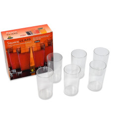 Round Clear Plastic Water Glass Juice Beer Wine Plastic Unbreakable Transparent Glass Set ( 300ml 6pc )